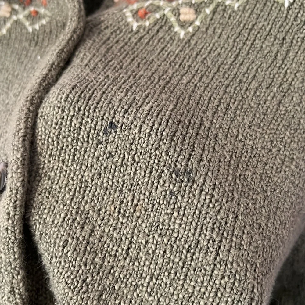 Woolrich Green Wool Embroidered Cardigan Sweater - Picture 5 of 13